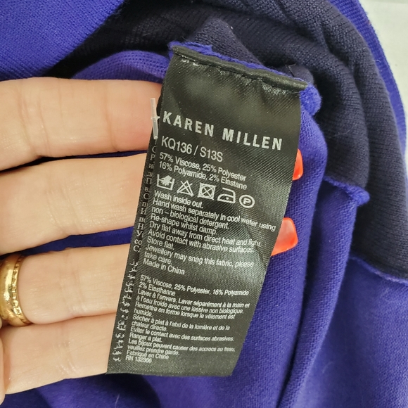 Karen Millen Bodycon Sleeveless Textured Dress Women's Size 3 Purple/Black Party - Picture 13 of 13